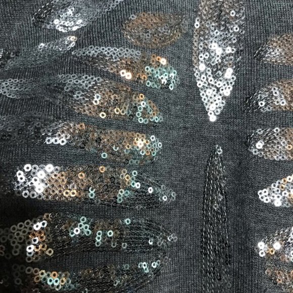 ARDEN B Sequin front gray short sleeve sweater top size Small - Picture 2 of 9